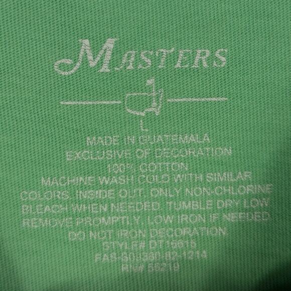 Masters Golf T-Shirt L Green Pocket Tee Augusta National Logo 100% Cotton Men’s - Picture 4 of 5